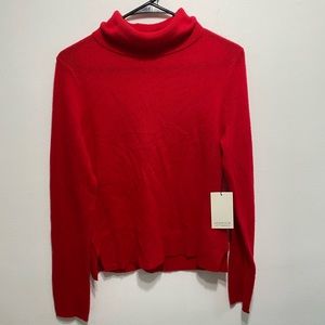Adrienne Vittadini Red Cashmere Sweater Turtleneck